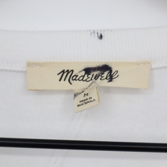 Madewell Crop T-Shirt Women Medium White Cotton Short Sleeve Side Slit Crew Neck - Picture 3 of 7